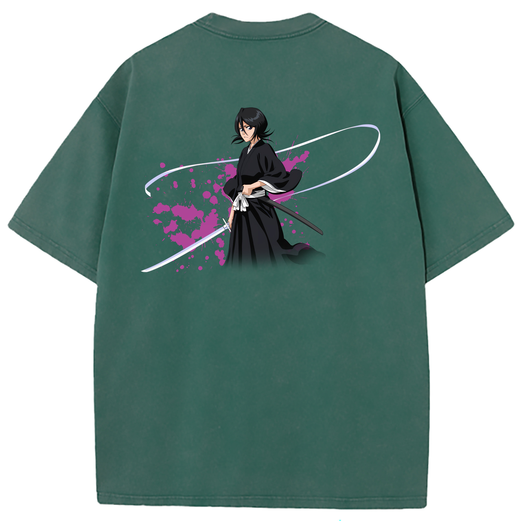 （画像用） ブリーチ 朽木ルキア BLEACH Kuchiki Rukia 綿100% ヴィンテージ風 半袖Tシャツ（背面プリント）
